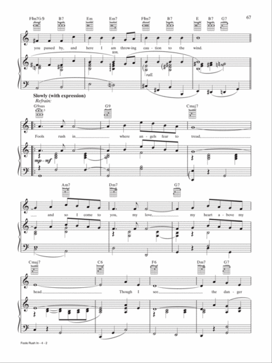 Fools Rush In (Where Angels Fear to Tread) Piano, Vocal, Guitar scores gallery preview page 2