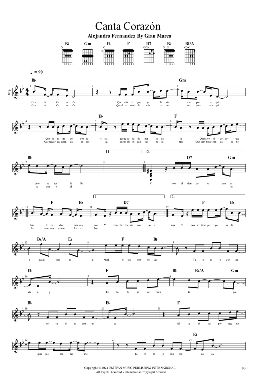 Canta Corazon Tenor Voice scores gallery preview page 1