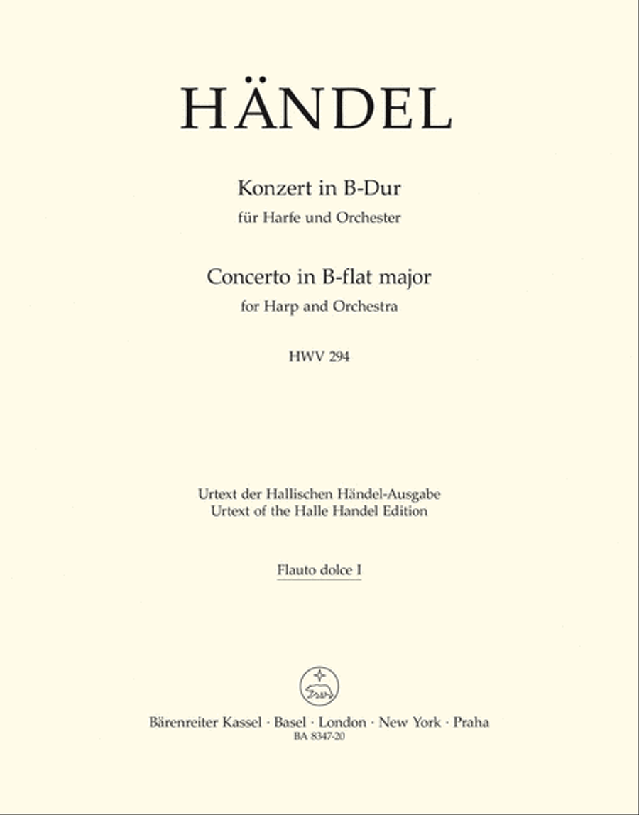 Concerto for Harp and Orchestra B flat major, Op. 4/6 HWV 294 Orchestra scores gallery preview page 1