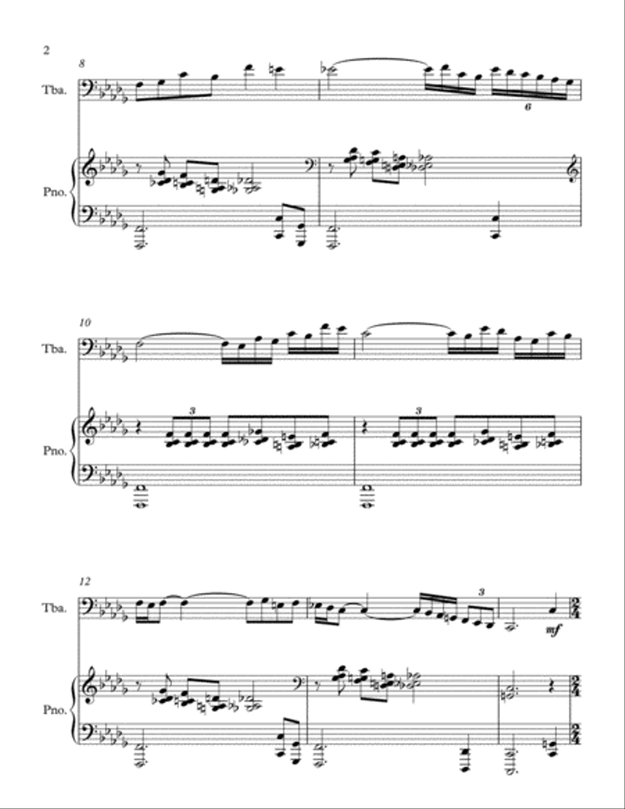 Labyrinth- For solo tuba with piano accompaniment Piano scores gallery preview page 2