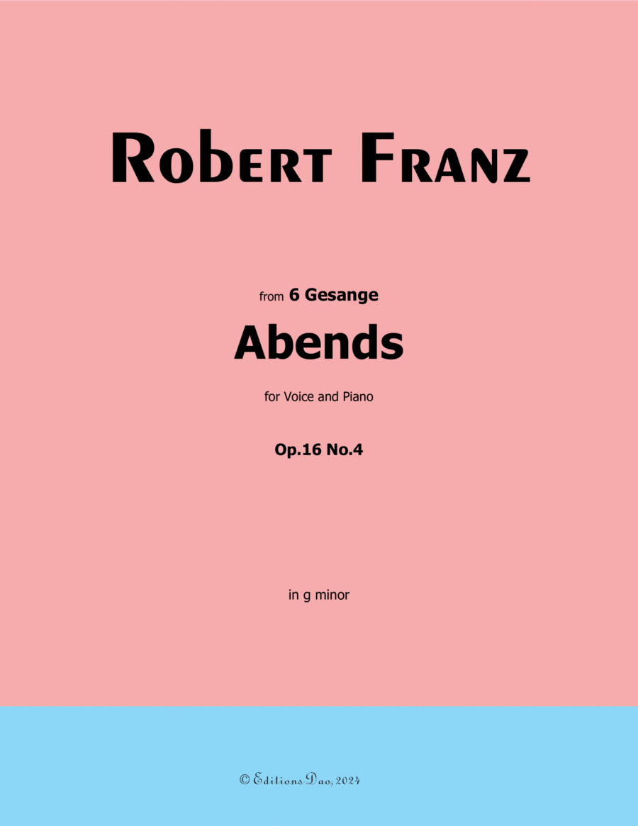 Abends, by Robert Franz, in g minor Voice scores gallery preview page 1