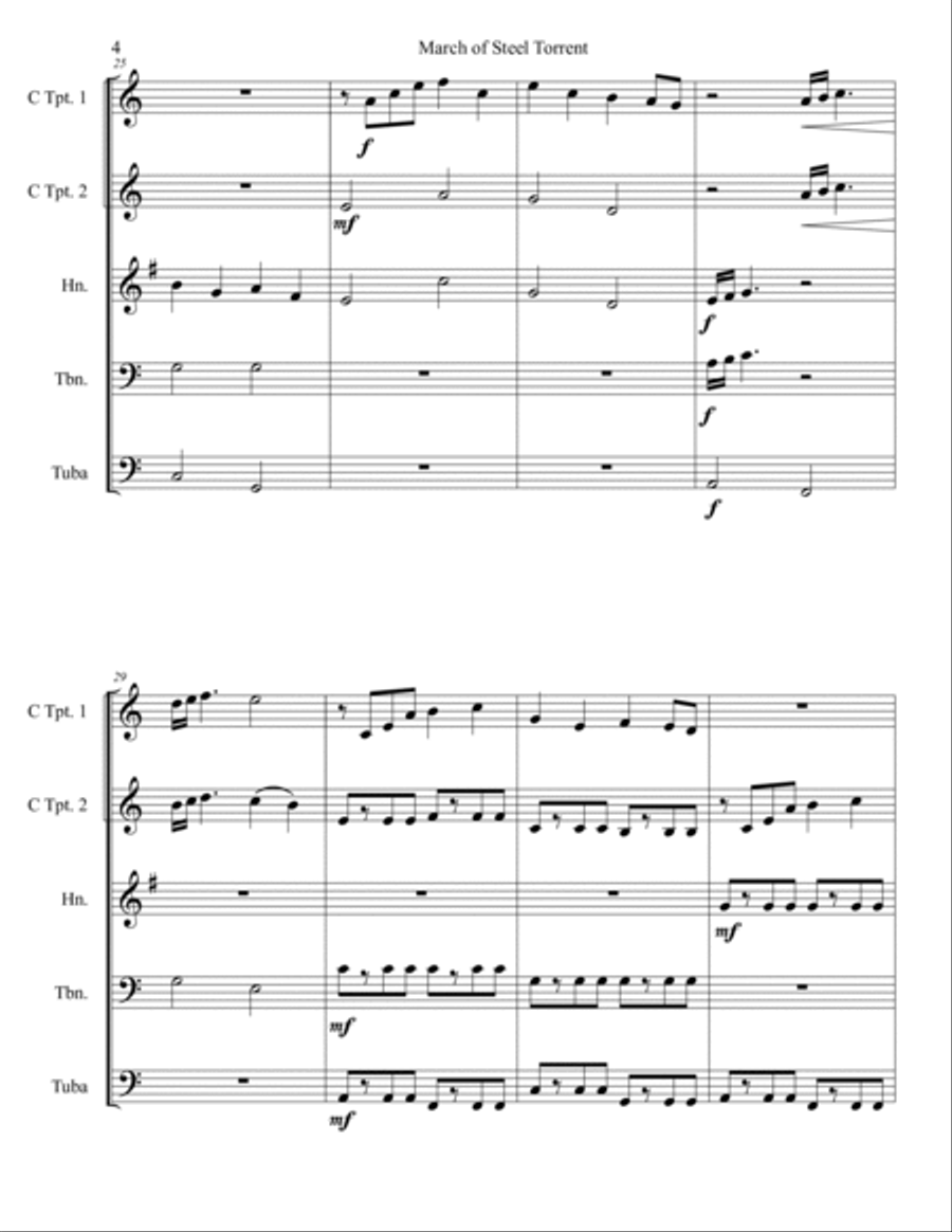 March of Steel Torrent March of Steel Torrent Brass Quintet scores gallery preview page 5