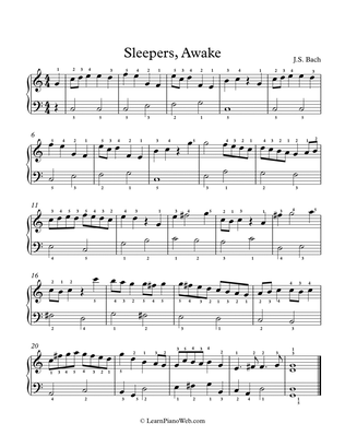 Sleepers Wake, J.S. Bach - Easy Piano