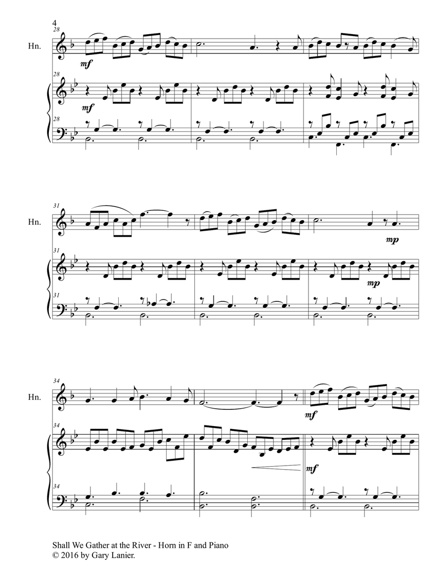GENTLE HYMNS FOR WORSHIP (Horn in F and Piano with Parts) Piano scores gallery preview page 5