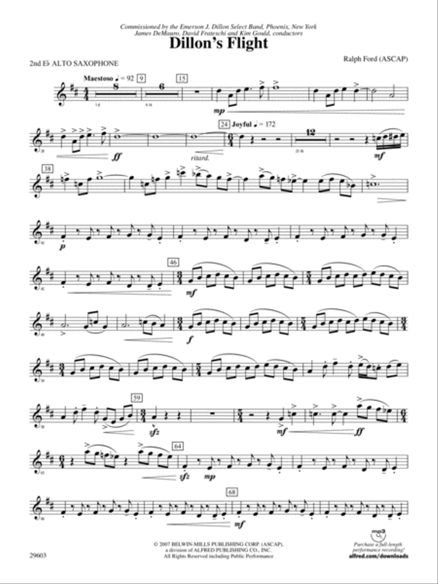 Dillon's Flight: 2nd E-flat Alto Saxophone Concert Band scores gallery preview page 1