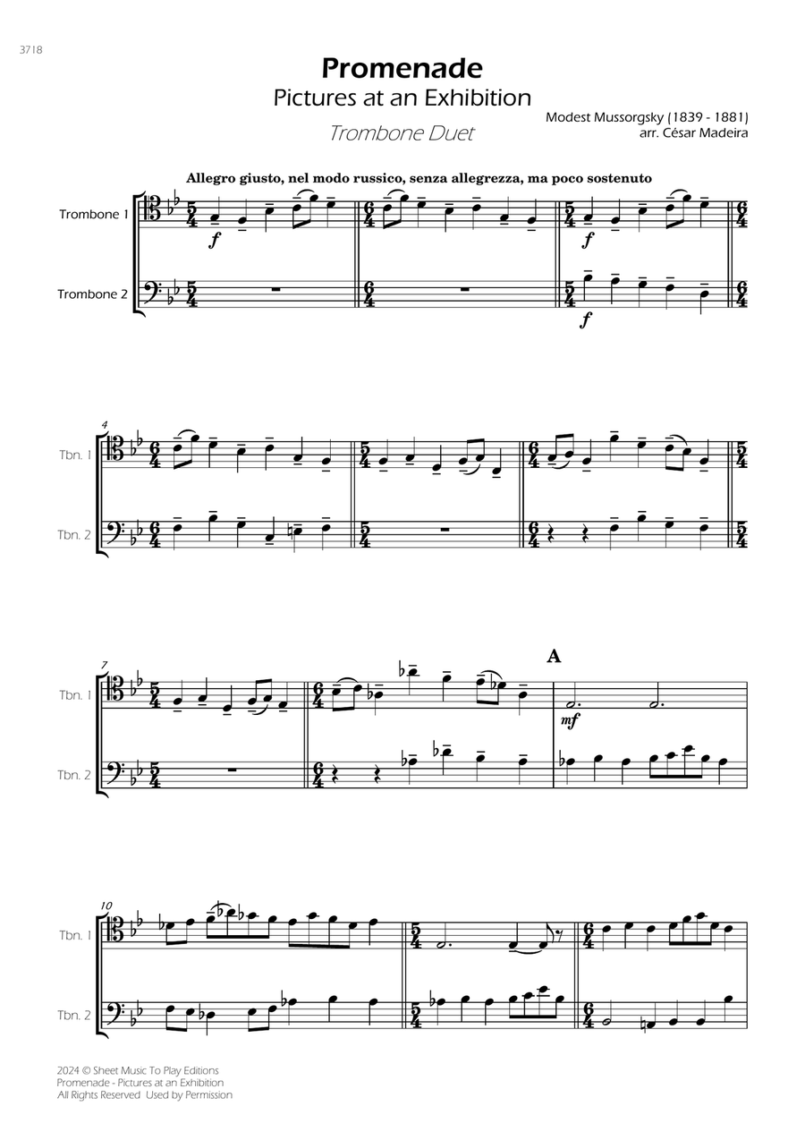 Pictures at an Exhibition - Promenade - Trombone Duet Trombone Duet scores gallery preview page 3