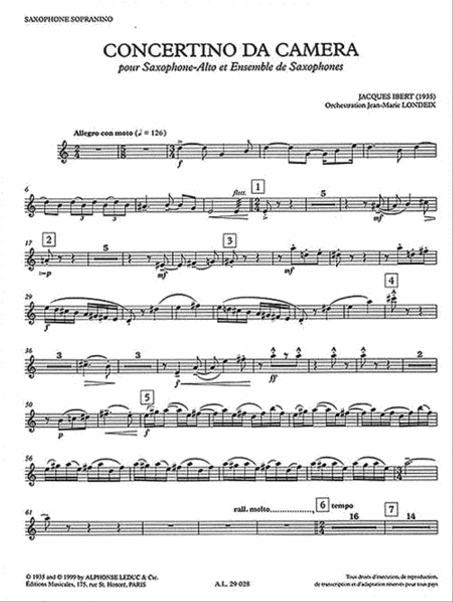 Concertino da Camera Saxophone Ensemble scores gallery preview page 3