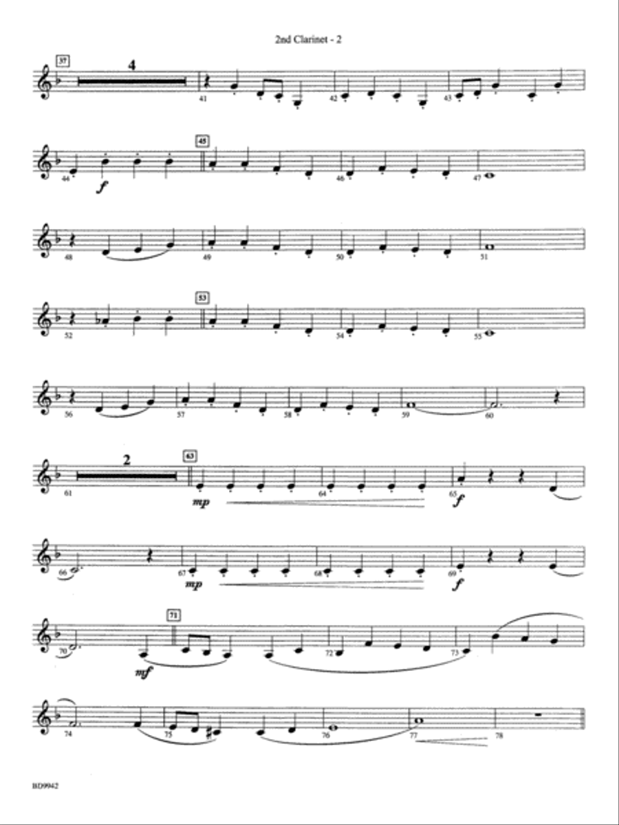 Sleigh Ride: 2nd B-flat Clarinet Concert Band scores gallery preview page 2
