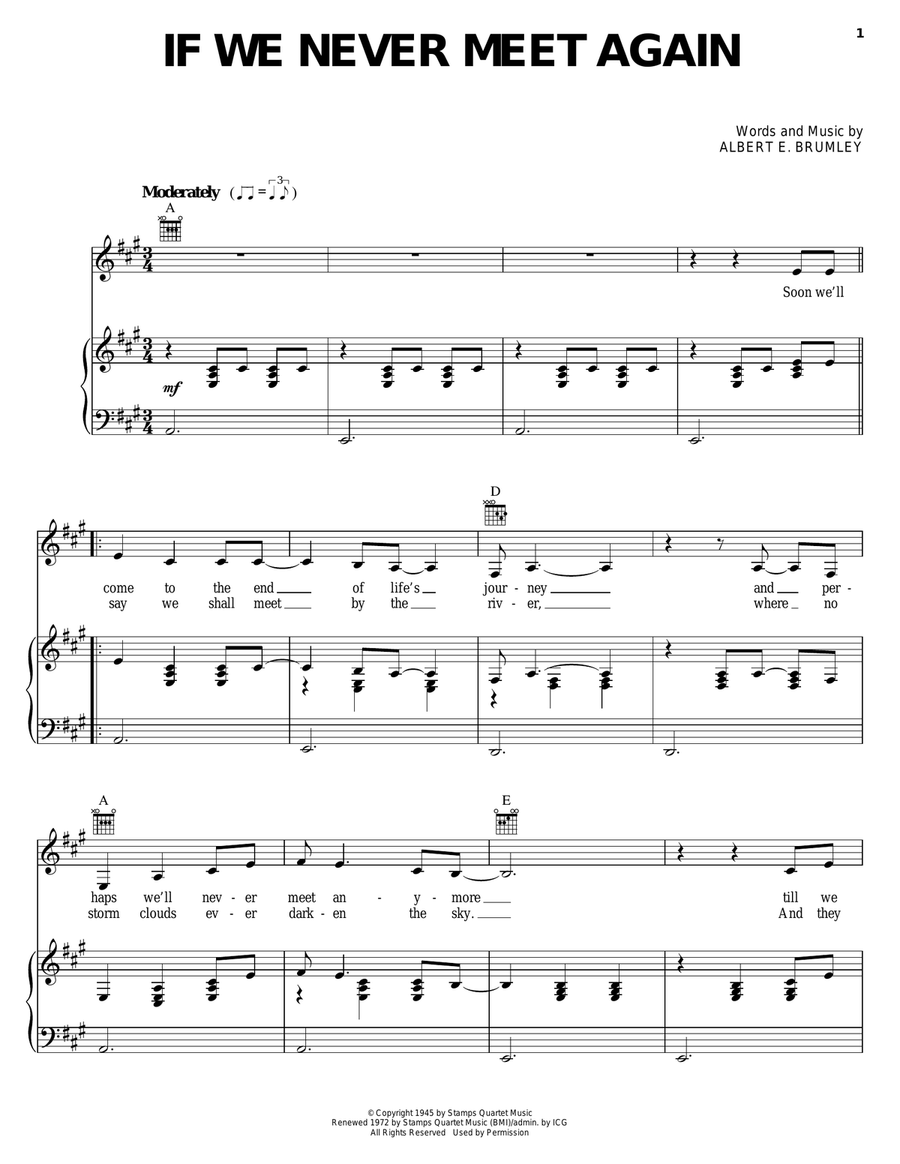 If We Never Meet Again If We Never Meet Again Piano, Vocal, Guitar scores gallery preview page 1