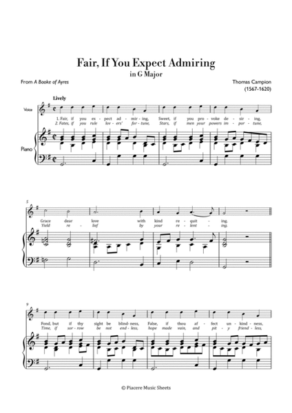 Campion - Fair, If you Expect Admiring in G Major - Intermediate image number null
