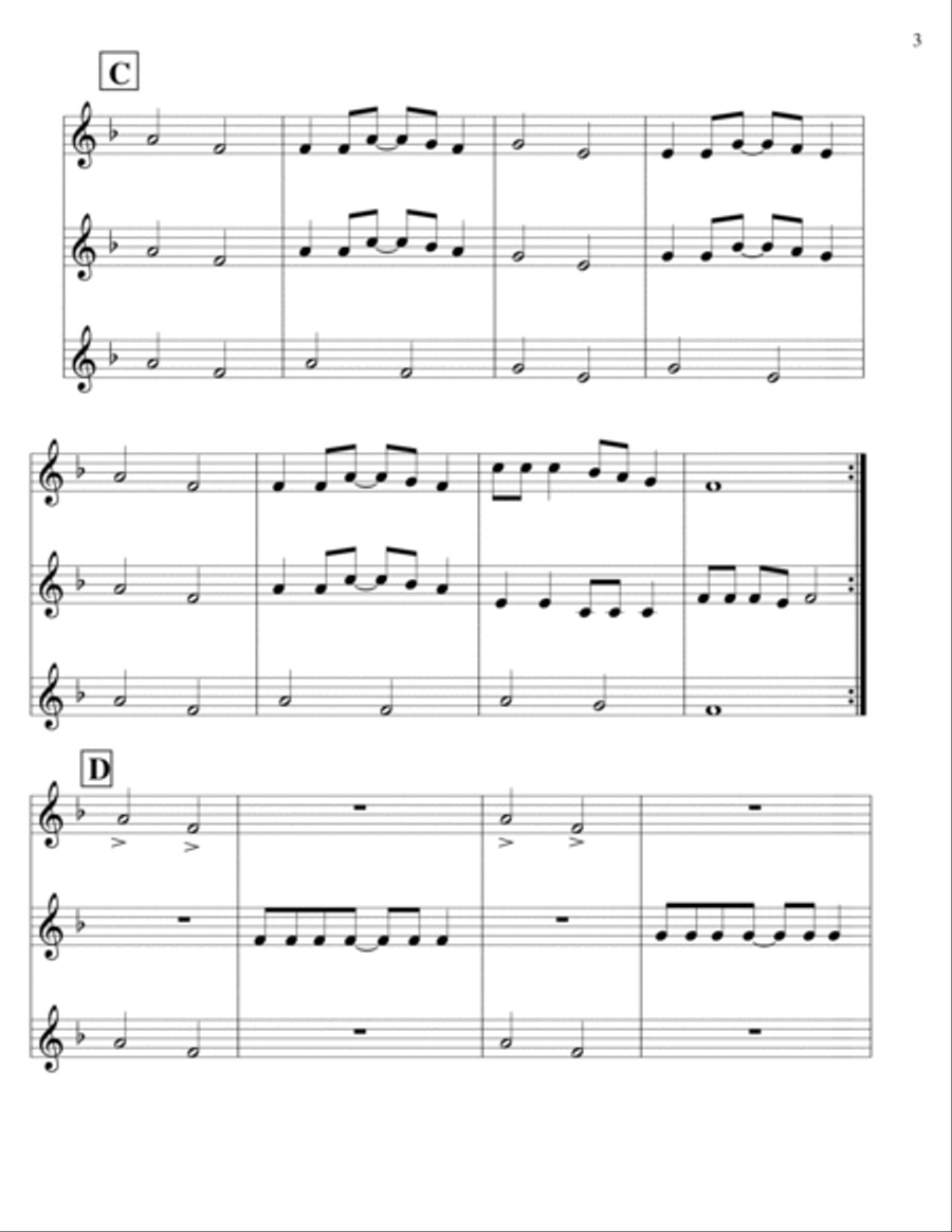 Rock-a-my-Soul -Trumpet Trio Trumpet Trio scores gallery preview page 3
