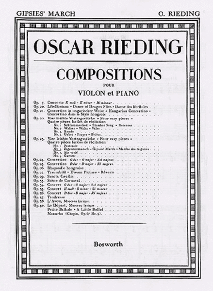 Oskar Rieding: Gypsies' March Op.23 No.2 Violin And Piano