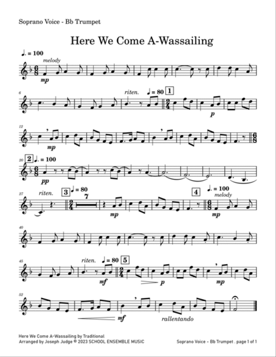 Here We Come A Wassailing for Brass Quartet in Schools Brass Quartet scores gallery preview page 5