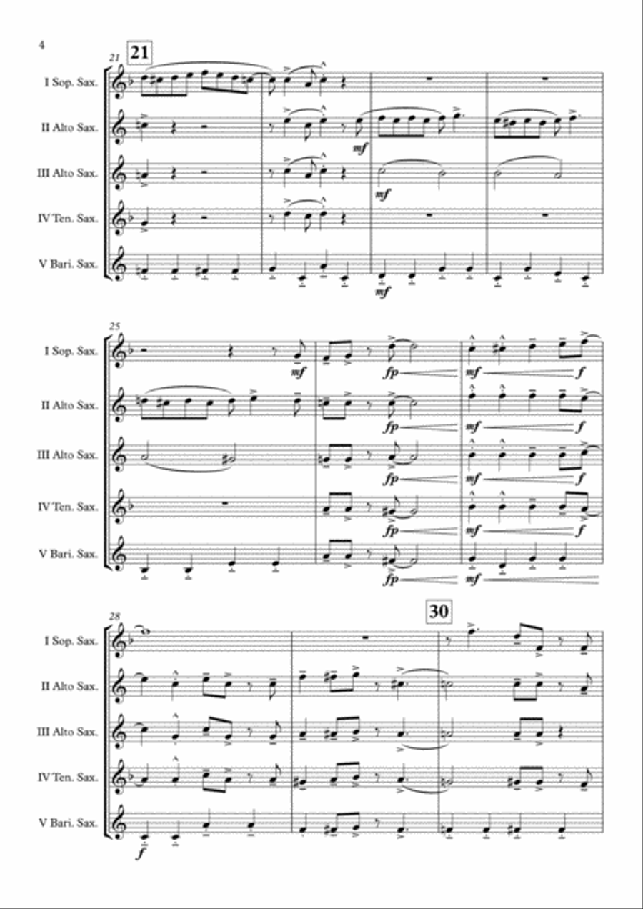 Theme From Family Guy Saxophone Quintet scores gallery preview page 5