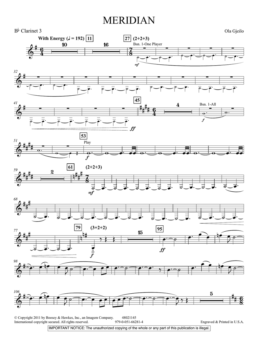 Meridian - Bb Clarinet 3 Meridian - Bb Clarinet 3 Concert Band scores gallery preview page 1