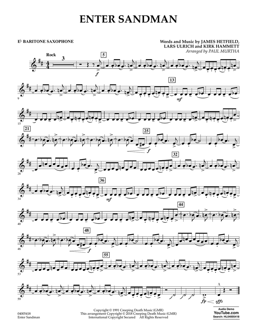 Enter Sandman - Eb Baritone Saxophone