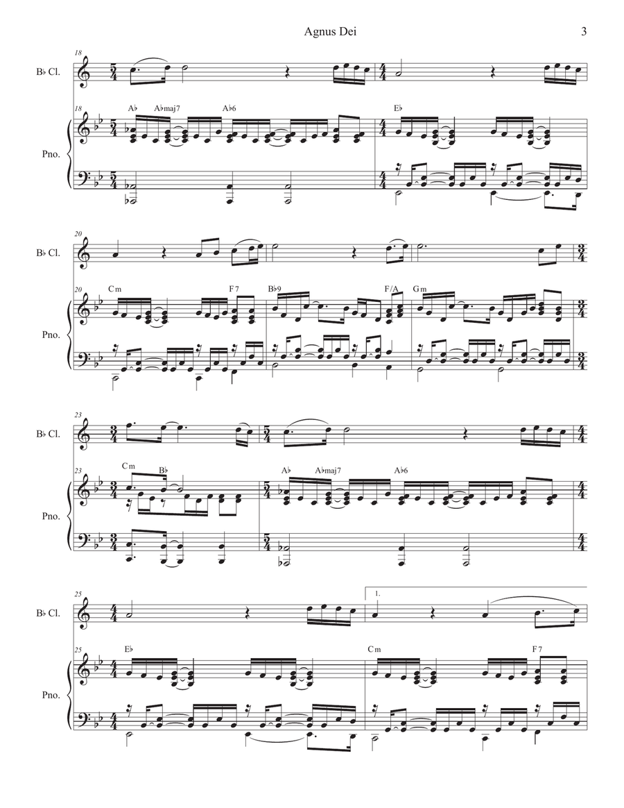 Agnus Dei B-Flat Clarinet scores gallery preview page 3