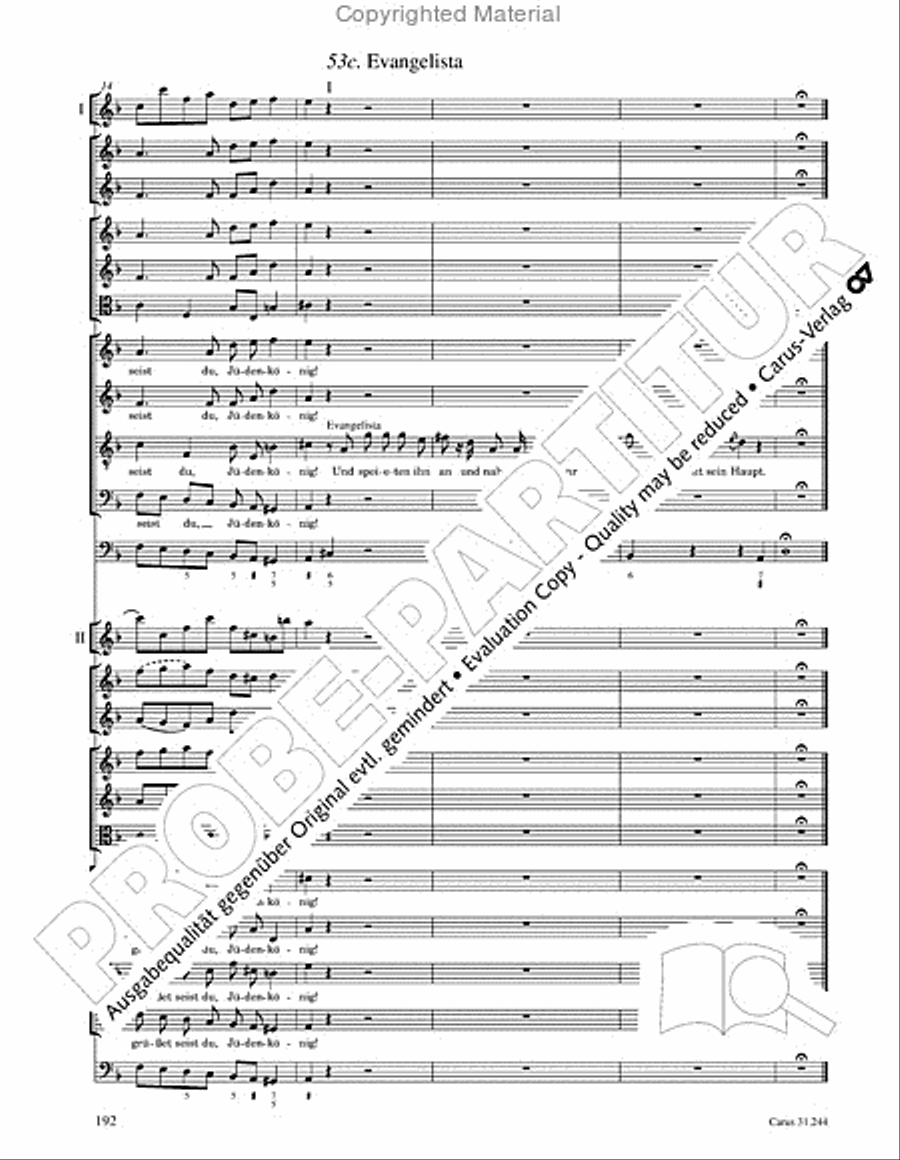 St. Matthew Passion (Matthaus-Passion) 4-Part scores gallery preview page 194
