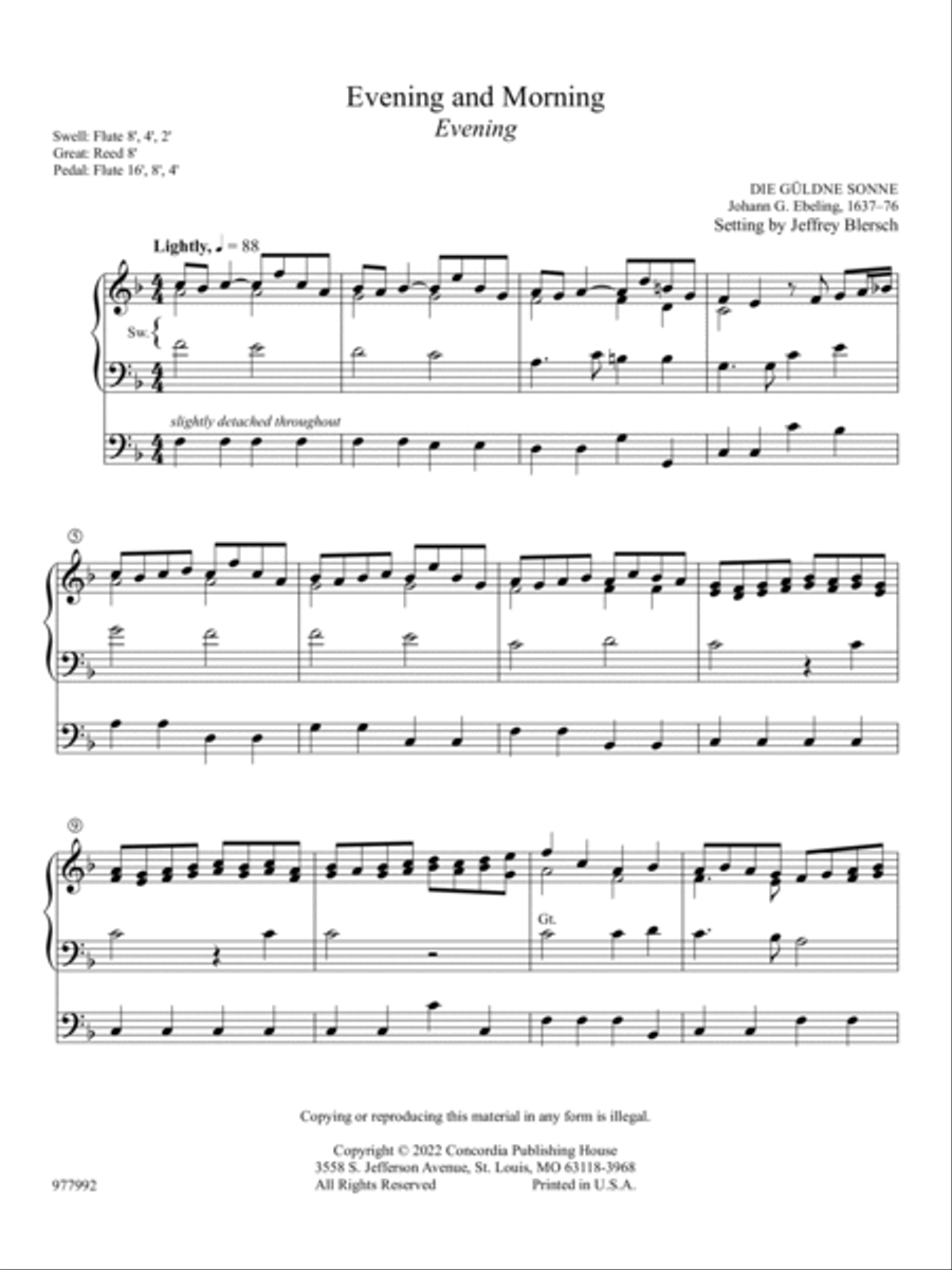 Sunset and Dawning: Hymn Preludes for Evening and Morning Organ scores gallery preview page 2