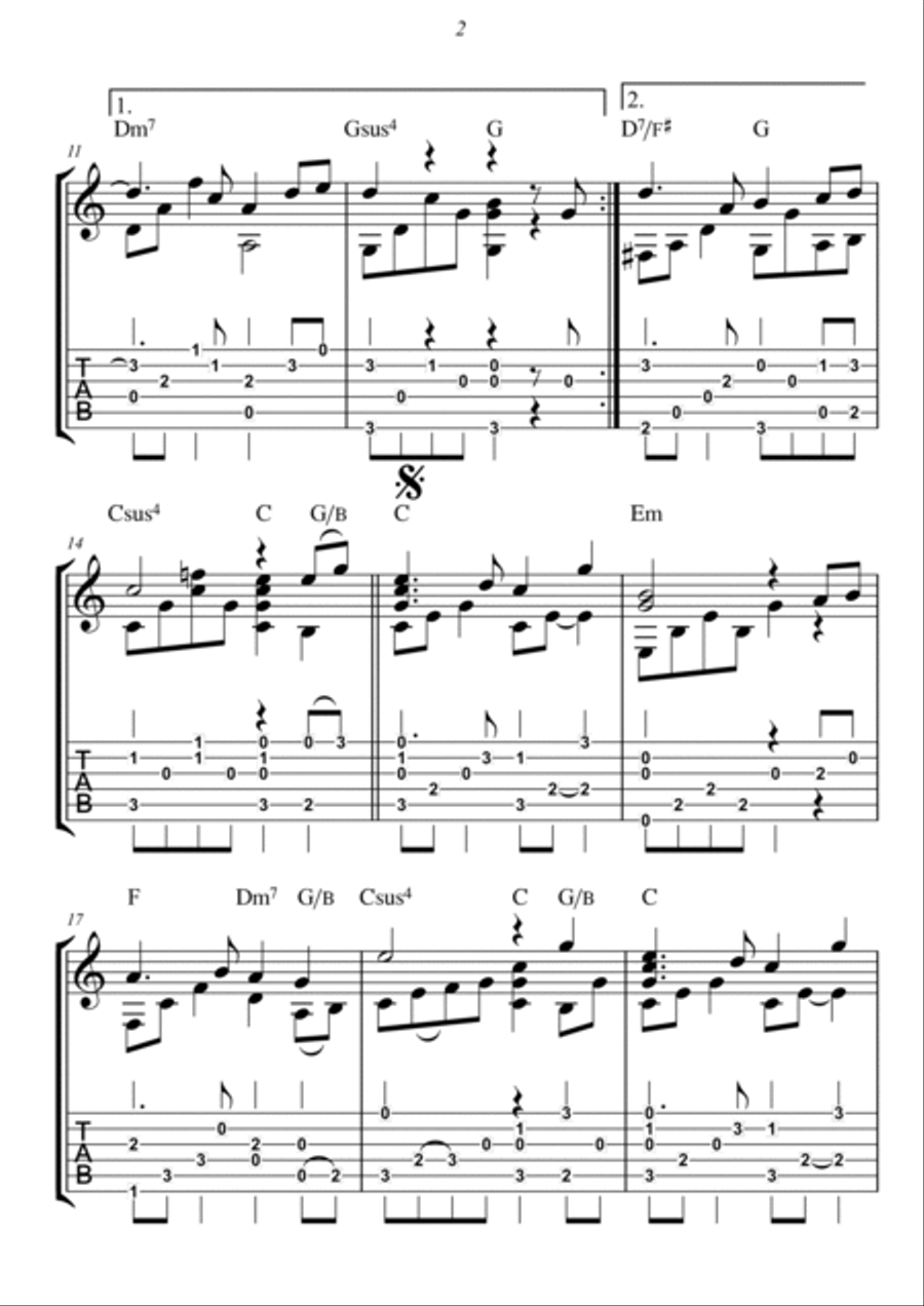Yue Liang Dai Biao Wo De Xin Guitar Tablature scores gallery preview page 2