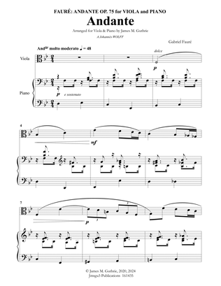 Fauré: Andante Op. 75 for Viola & Piano