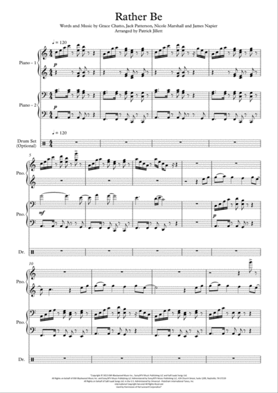 Rather Be 2 Pianos, 4-Hands scores gallery preview page 3