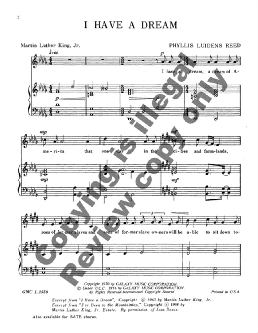 I Have a Dream Medium Voice scores gallery preview page 3