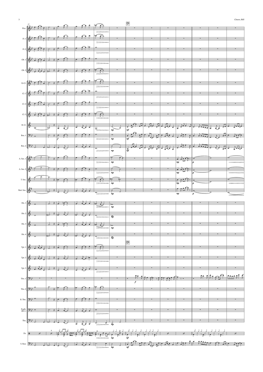 Cheers, Bill! (concert band) Concert Band scores gallery preview page 3