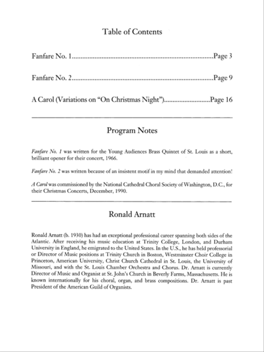 Two Fanfares and a Carol Brass Quintet scores gallery preview page 3