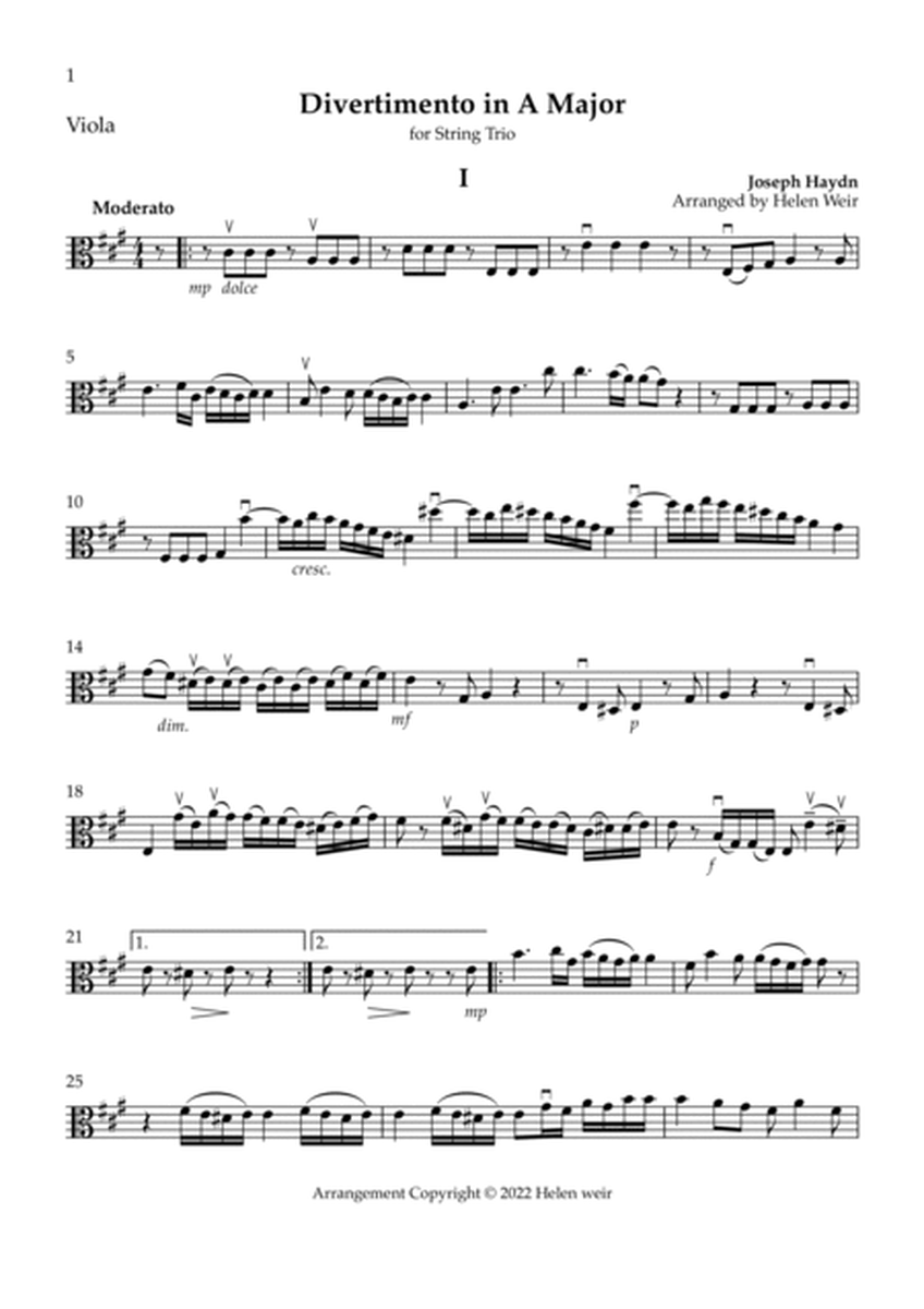 A Major String Trio, HAYDN for 2 Violins & Cello (Viola option) image number null