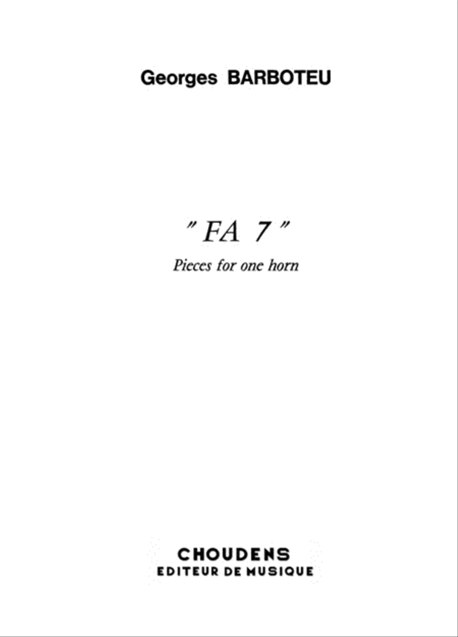 Fa 7 - Pieces For One Horn Horn scores gallery preview page 1