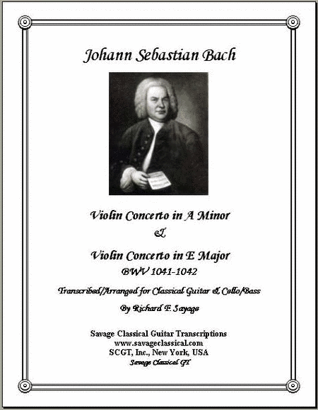 2 Violin Concertos for Solo Classical Guitar & Bass/Cello with Guitar Part
