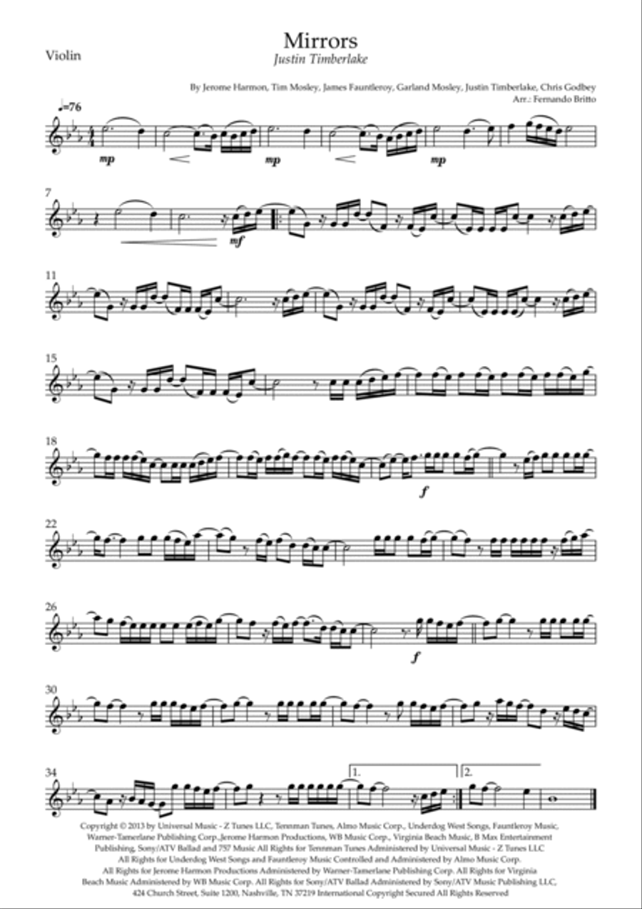 Mirrors Mirrors Violin Solo scores gallery preview page 3