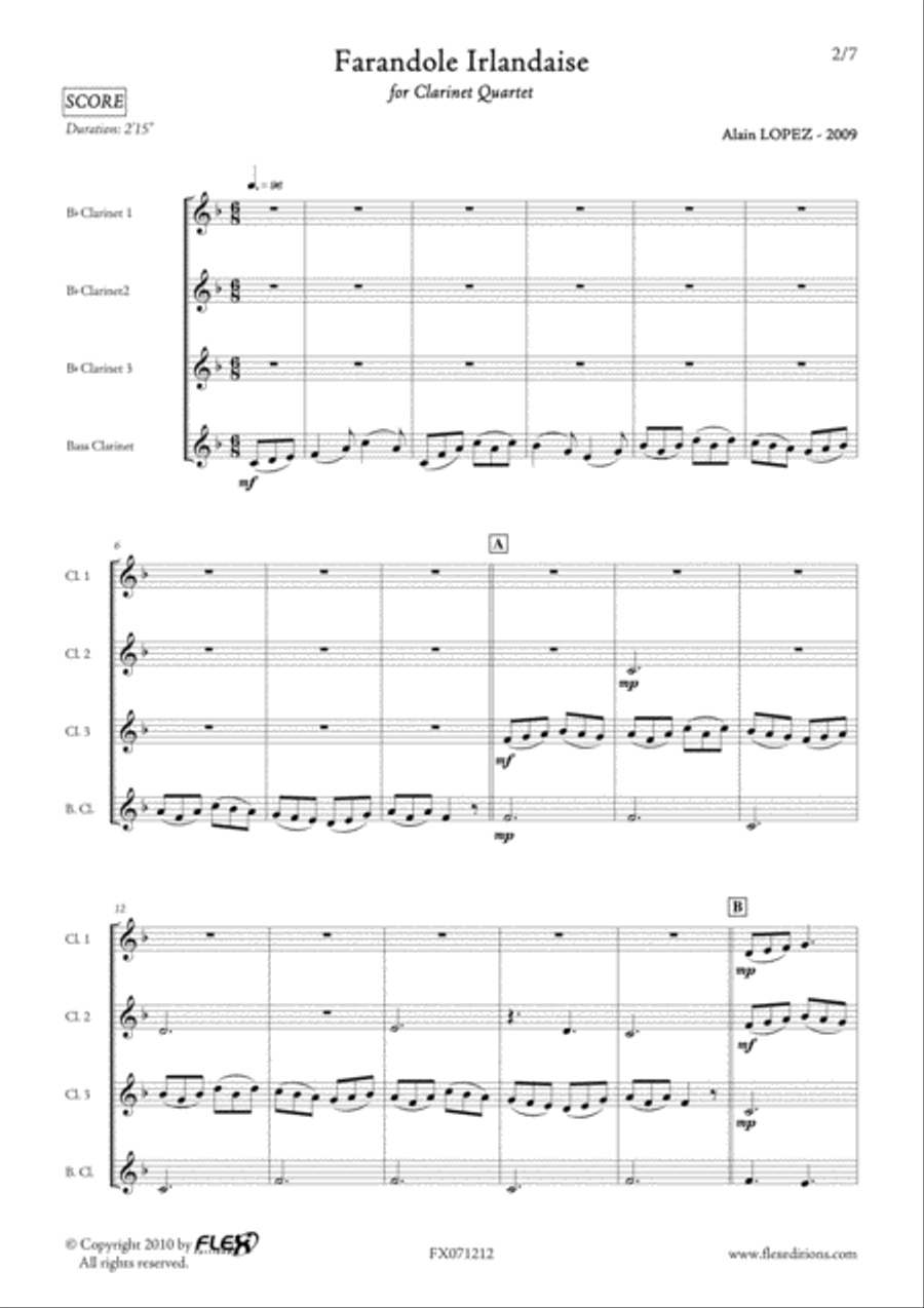 Farandole Irlandaise Farandole Irlandaise Clarinet Quartet scores gallery preview page 2