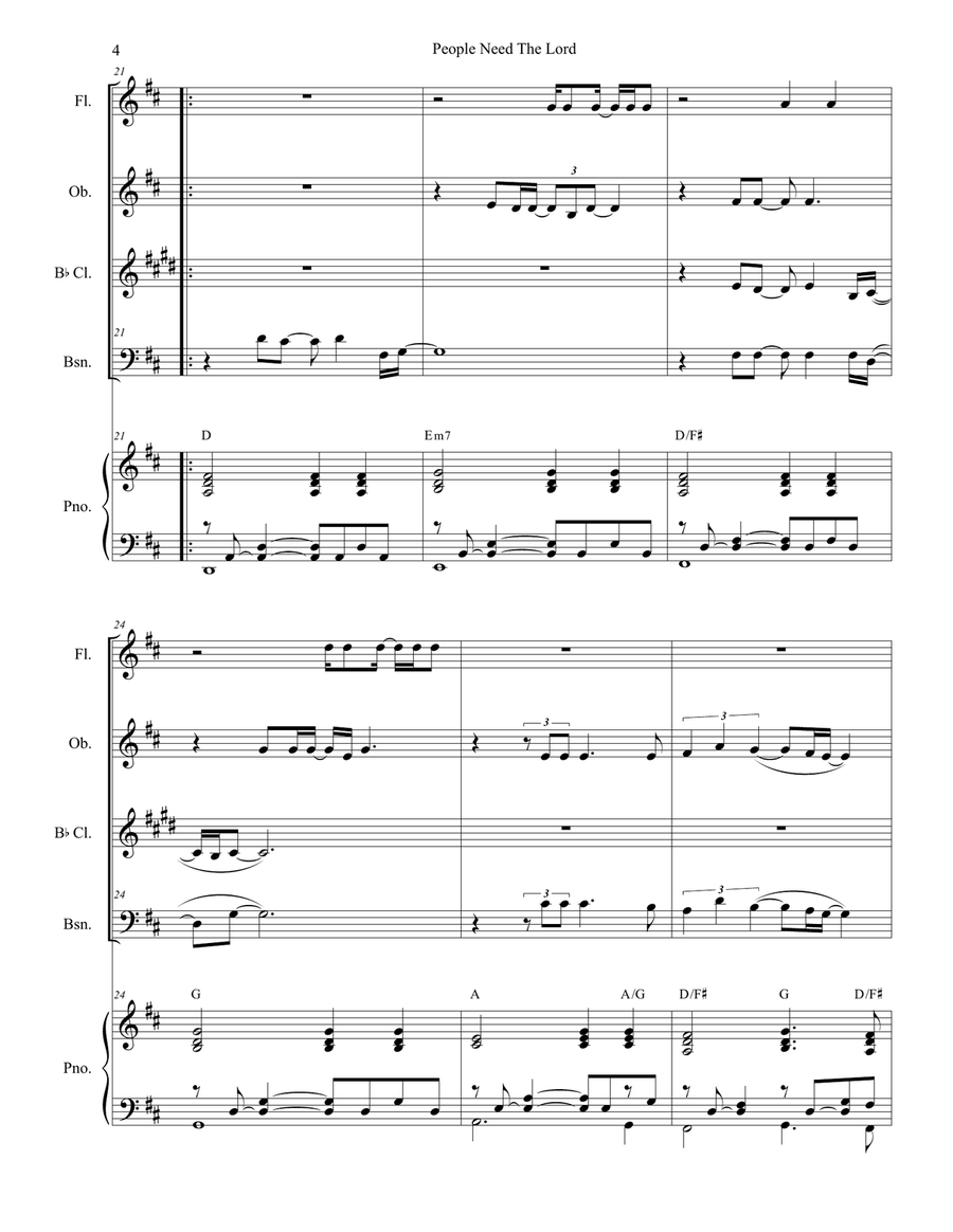People Need The Lord Woodwind Quartet scores gallery preview page 4
