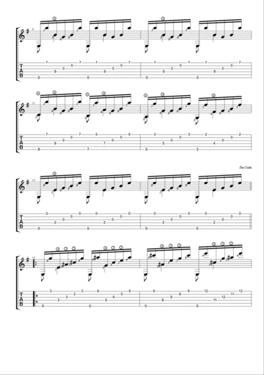 Flying over the waves (Etude). Classical Guitar scores gallery preview page 2