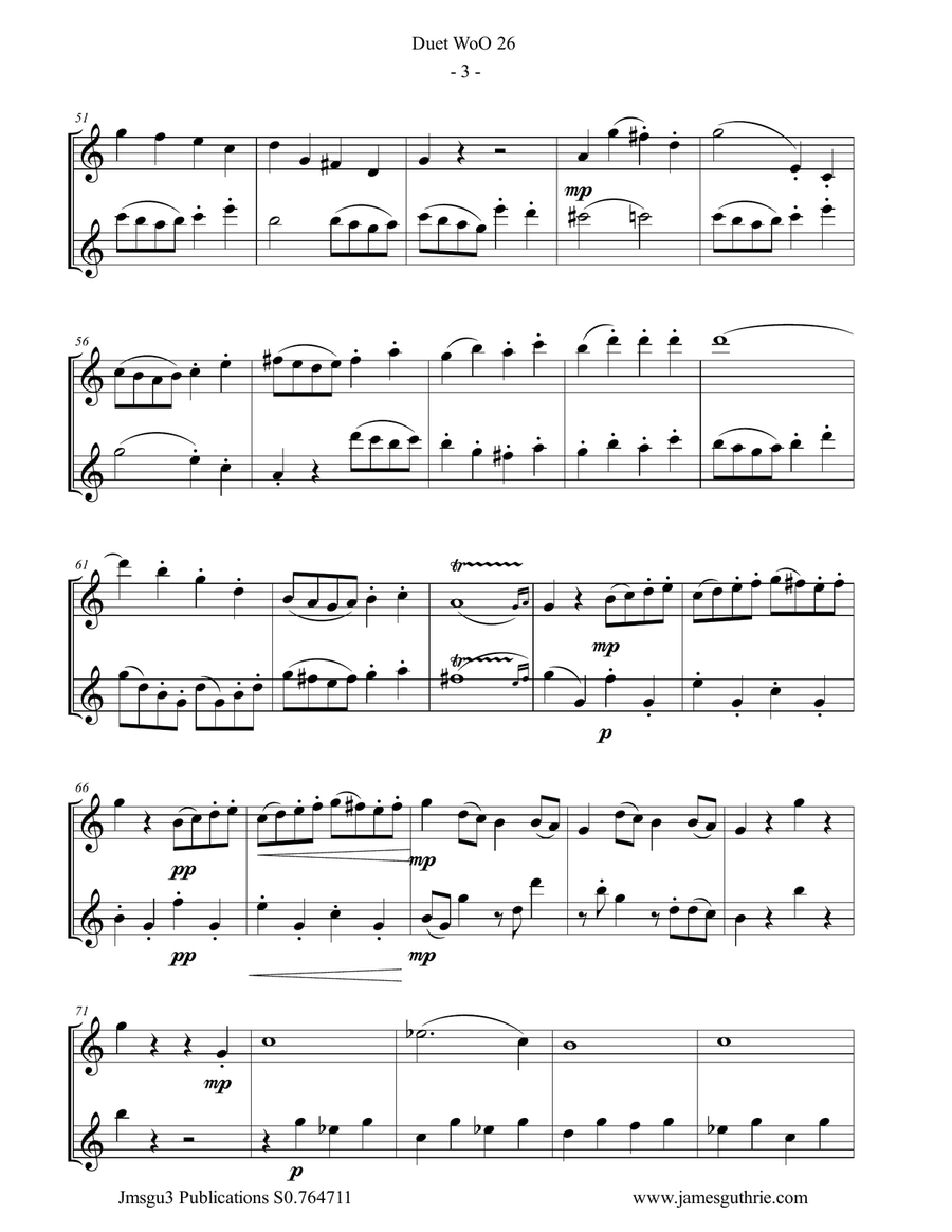 Beethoven: Duet WoO 26 for Tenor Sax Duo Woodwind Duet scores gallery preview page 3