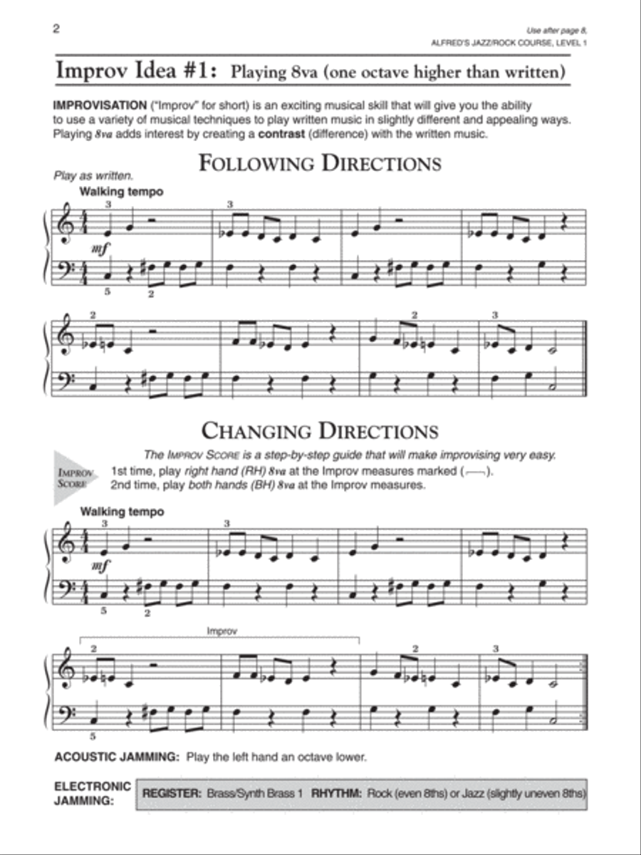 Alfred's Basic Jazz/Rock Course - Jazz/Rock Improvisation (Level 1) Piano Method scores gallery preview page 3