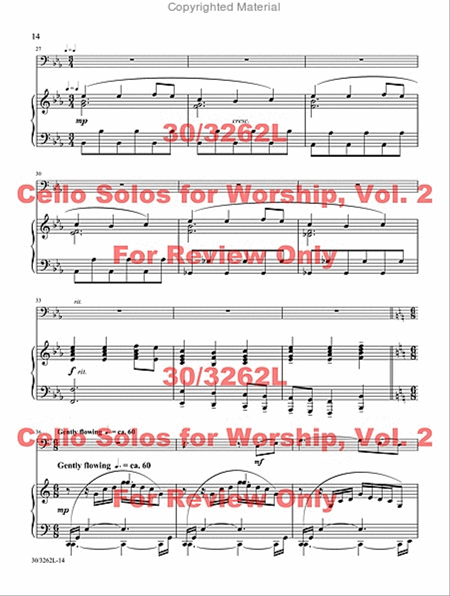 Cello Solos for Worship, Vol. 2 Piano scores gallery preview page 12