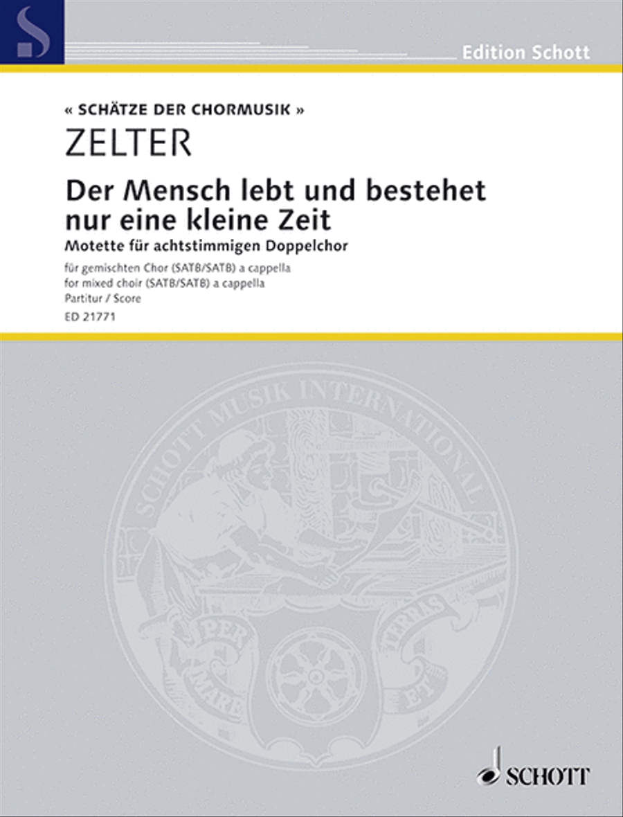 Der Mensch Lebt Und Bestehet Nur Eine Kleine Zeit Motet Satb/satb A Cappella, German 4-Part scores gallery preview page 1