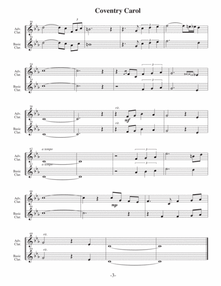 Coventry Carol (Arrangements Level 3-5 for CLARINET + Written Acc) image number null