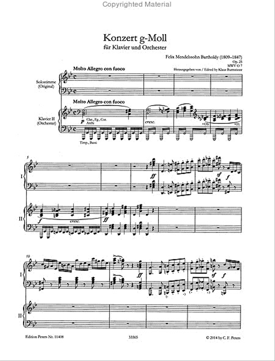 Piano Concerto No. 1 in G minor Op. 25 (Edition for 2 Pianos)