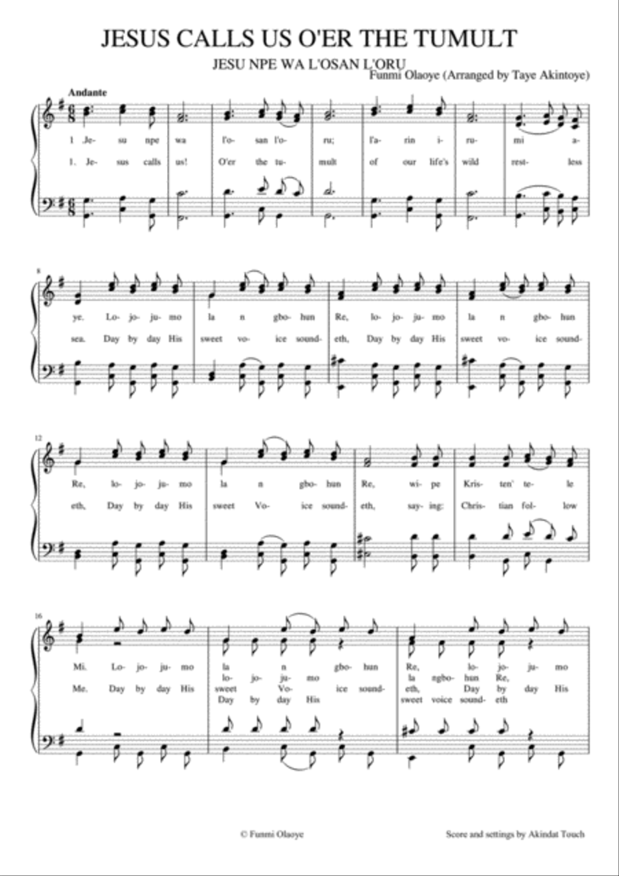 Jesus calls us o'er the tumult Choir scores gallery preview page 1