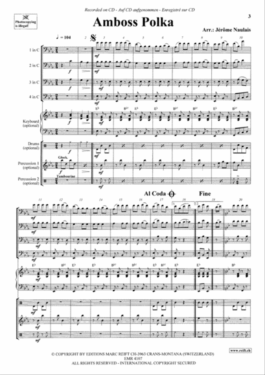 Amboss Polka Trombone Quartet scores gallery preview page 3