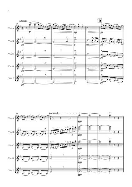 La fille aux cheveux de lin (The Girl with the Flaxen Hair), by Claude Debussy, arranged for 5 violi image number null
