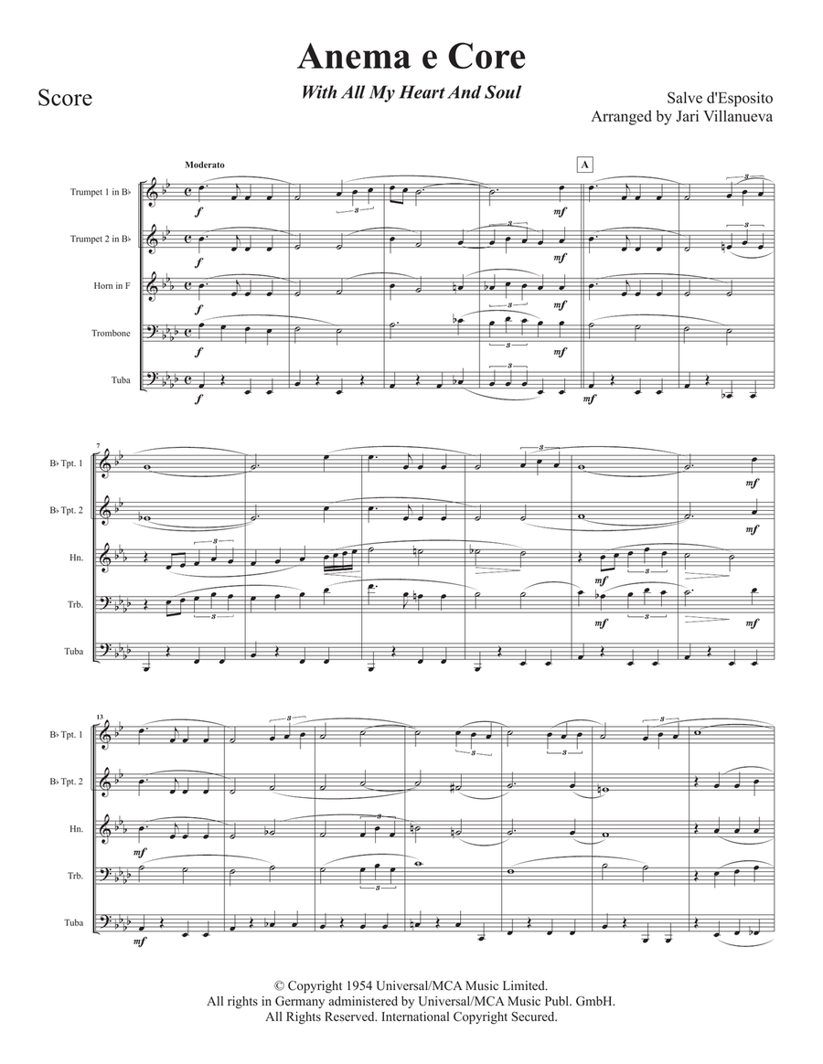 Anema E Core (with All My Heart And Soul) Brass Ensemble scores gallery preview page 3