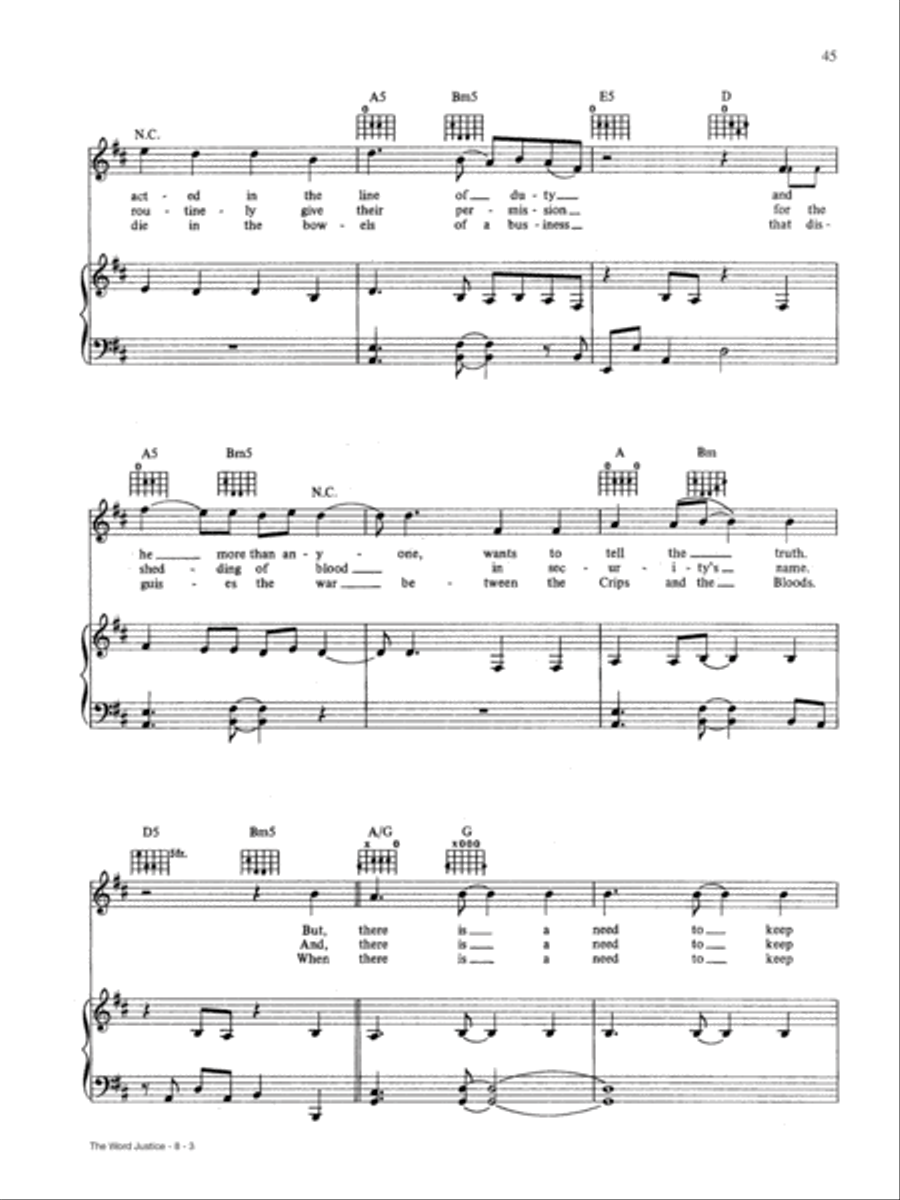 The Word Justice The Word Justice Piano, Vocal, Guitar scores gallery preview page 3