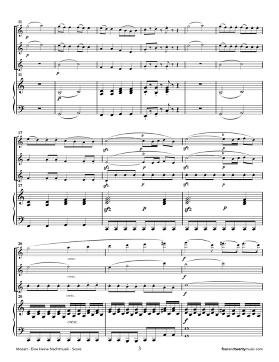 Eine Kleine Nachtmusik, first movement - for three flutes & piano image number null