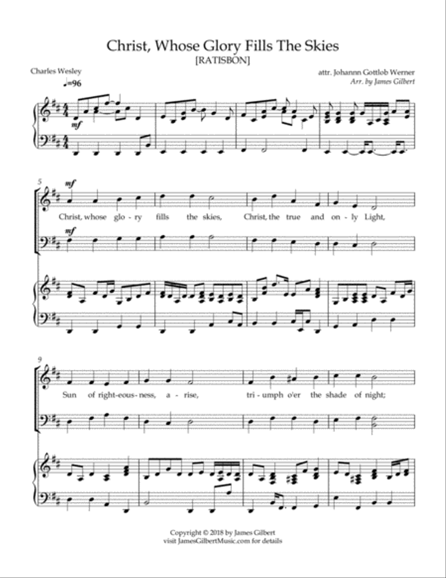 Christ, Whose Glory Fills The Skies 4-Part scores gallery preview page 2