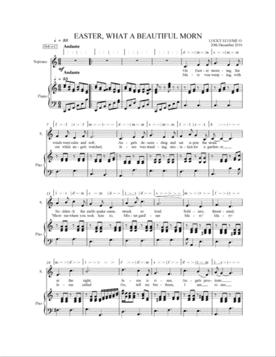 Easter, what a beautiful morn? Voice scores gallery preview page 1